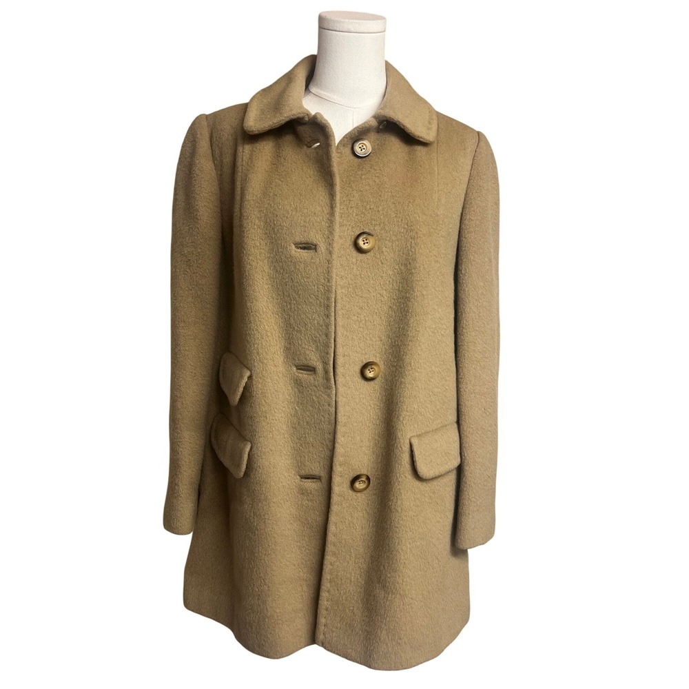Vintage Womens Wool Mohair Car Coat Camel Jacket Union Tag Old Money Luxury